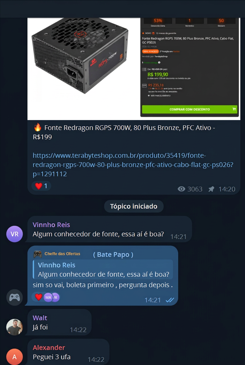 Depoimento 5 da comunidade Cheffe das Ofertas
