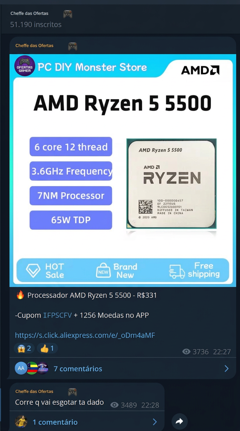 Oferta recente de processador Ryzen 5