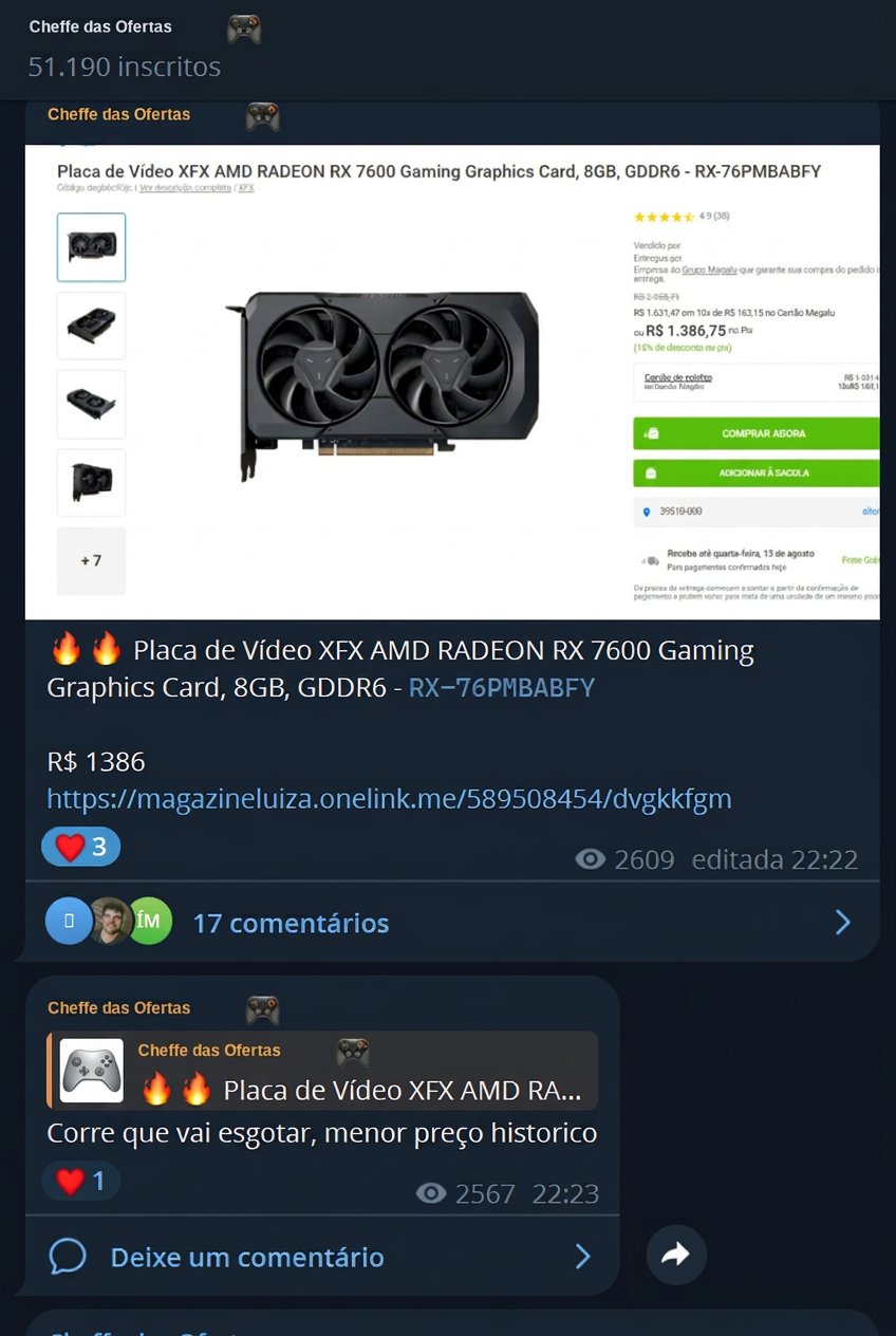 Oferta recente de placa de vídeo